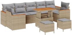 vidaXL Градински Софа Комплект 10 бр. 7-Брой места Бежово Полиратан (3364982)
