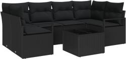 vidaXL Комплект дивани 7 бр. 6-Брой места Черно полиратан (3346283)