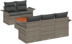 vidaXL Градински Софа Комплект 6 бр. 5-Брой места Сив полиратан (3355934)