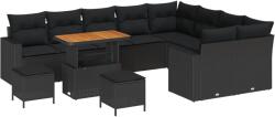 vidaXL Градински Софа Комплект 13 бр. 10-Брой места Черно полиратан (3363604)