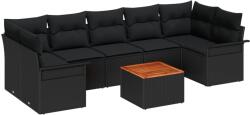 vidaXL Градински Софа Комплект 8 бр. 7-Брой места Черно полиратан (3355965)
