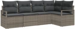 vidaXL Градински Софа Комплект 5 бр. Сив полиратан (3355048)