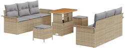 vidaXL Градински Софа Комплект 9 бр. 8-Брой места Бежов и Светло Сив (3364042)