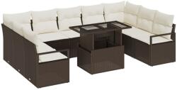 vidaXL Градински Софа Комплект 10 бр. 9-Брой места Кафяв и Кремав (3348884)
