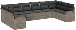 vidaXL Градински Софа Комплект 10 бр. Сив полиратан (3354888)