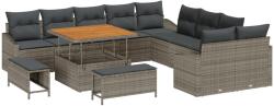 vidaXL Градински Софа Комплект с възглавница 13 pcs Сив Полиратан (3364658)