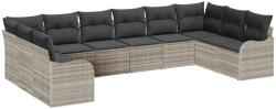 vidaXL Градински Софа Комплект 10 бр. Светлосиво полиратан (3345882)