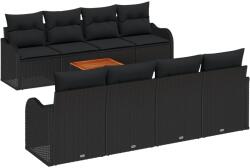 vidaXL Градински Софа Комплект 9 бр. Черно полиратан (3347429)