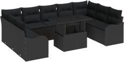 vidaXL Градински Софа Комплект 10 бр. 9-Брой места Черно (3357266)