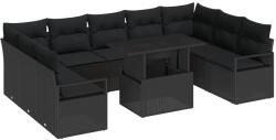 vidaXL Градински Софа Комплект 10 бр. 9-Брой места Черно полиратан (3348889)