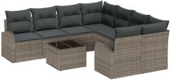 vidaXL Комплект дивани 9 бр. 8-Брой места Сив полиратан (3354648)