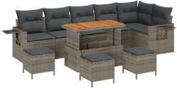 vidaXL Градински Софа Комплект 10 бр. Сив полиратан (3361773)