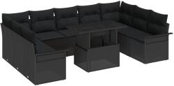 vidaXL Градински Софа Комплект 10 бр. Черно Полипропилен Ратан (3357086)