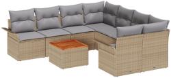 vidaXL Градински Софа Комплект 9 бр. 8-Брой места Бежов и Светло Сив (3355977)