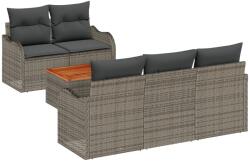vidaXL Градински Софа Комплект 6 бр. 5-Брой места Сив полиратан (3356060)