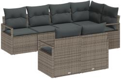 vidaXL Градински Софа Комплект 7 бр. Сив полиратан (3355088)