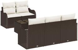 vidaXL Градински Софа Комплект 6 бр. 5-Брой места Кафяв и Кремав (3354247)