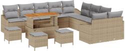 vidaXL Градински Софа Комплект с възглавница 13 pcs Бежово Полиратан (3364672)