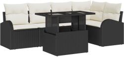 vidaXL Градински Софа Комплект 6 бр. 5-Брой места Черно Полиратан (3357380)
