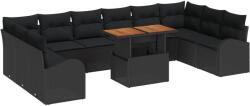 vidaXL Градински Софа Комплект 11 бр. Черно (3349638)