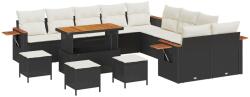 vidaXL Градински Софа Комплект 18 бр. 11-Брой места Черен и кремав (3365190)
