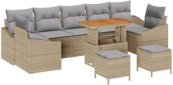 vidaXL Градински Софа Комплект 10 бр. 9-Брой места Бежово Полиратан (3364592)