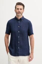 Tommy Hilfiger cămașă de in culoarea bleumarin, cu guler button-down, regular, MW0MW35207 PPYH-KDM0G0_59X (MW0MW35207)
