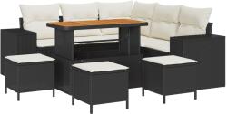 vidaXL Градински Софа Комплект 9 бр. 8-Брой места Черен и кремав (3363960)