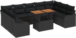 vidaXL Градински Софа Комплект 10 бр. 9-Брой места Черно (3349505)