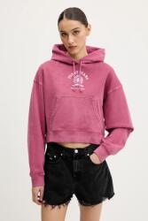 Tommy Hilfiger hanorac de bumbac culoarea roz, cu glugă, cu imprimeu, DW0DW20311 PPYA-BLD0RU_43X (DW0DW20311)