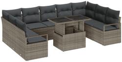 vidaXL Градински Софа Комплект 10 бр. 9-Брой места Сив полиратан (3348885)