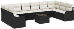 vidaXL Градински Софа Комплект Черно 55 x 55 x 37 см полиратан (3345887)