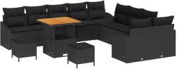 vidaXL Градински Софа Комплект с възглавница 13 pcs Черно Полиратан (3364659)