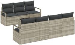 vidaXL Комплект дивани 8 бр. 7-Брой места Светлосиво полиратан (3346292)