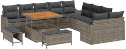 vidaXL Градински Софа Комплект 13 бр. 12-Брой места Сив (3364268)