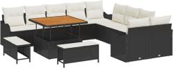 vidaXL Градински Софа Комплект 13 бр. 12-Брой места Черен и кремав (3364265)