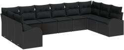 vidaXL Градински Софа Комплект 10 бр. Черно полиратан (3354892)