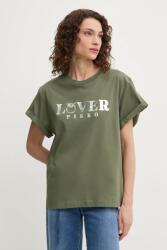 Pinko tricou din bumbac femei, culoarea verde, 104605 A2D1 PPYA-TSD068_91X (104605.A2D1)