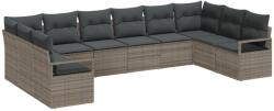 vidaXL Градински Софа Комплект 10 бр. Сив полиратан (3355228)
