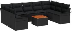 vidaXL Градински Софа Комплект 10 бр. 9-Брой места Черно полиратан (3356042)