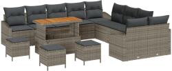 vidaXL Градински Софа Комплект с възглавница 13 pcs Сив Полиратан (3364673)