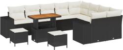 vidaXL Градински Софа Комплект 12 бр. 9-Брой места Черен и кремав (3363995)
