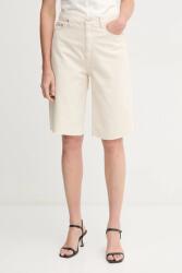 Calvin Klein Jeans pantaloni scurți din amestec de in femei, culoarea bej, uni, high waist, J20J225163 PPYA-SZD0I8_01X (J20J225163)