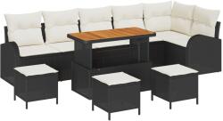 vidaXL Градински Софа Комплект 10 бр. 9-Брой места Черен и кремав (3364370)