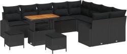 vidaXL Градински Софа Комплект 12 бр. 11-Брой места Черно (3364384)