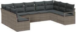 vidaXL Градински Софа Комплект 9 бр. Сив полиратан (3355208)