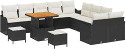 vidaXL Градински Софа Комплект 13 бр. 12-Брой места Черен и кремав (3364270)