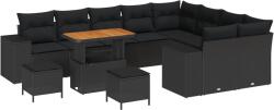 vidaXL Градински Софа Комплект 12 бр. 9-Брой места Черно полиратан (3363994)