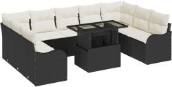 vidaXL Градински Софа Комплект 10 бр. 9-Брой места Черно (3357260)