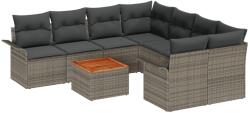 vidaXL Градински Софа Комплект 9 бр. 8-Брой места Сив полиратан (3355976)